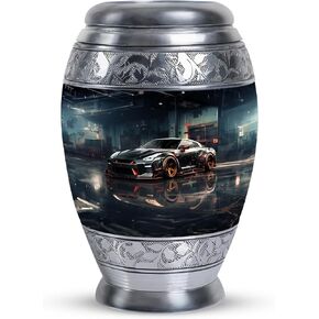Sports Car Poised in Urban - Funeral Urns - Large Urn - 10 Inch - Large - Urns for Ashes Adult Male Large - Human Urns for Ashes - Unique Urns for Human Ashes - Memorial Urns for Human Ashes