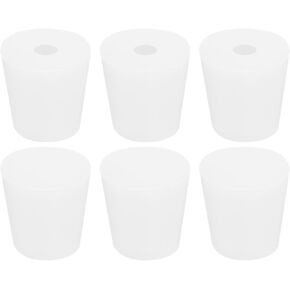 MECCANIXITY Silicone Rubber Tapered Plug 22mm to 28mm Solid/with Holes Test Tubes Bungs Stopper White for Lab 6 Pieces