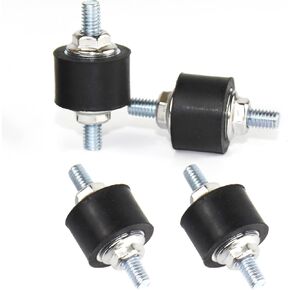 M4 Rubber Vibration Isolator Mounts Double Stud Shock Absorber Isolation Mounts Anti Vibration Silent-Blocks for Car Boat Bobbins Motors Compressors Pumps, 4pcs M4x10-15x15mm, 8pcs M4 LockNuts