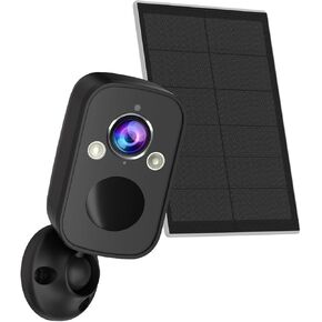 Security Cameras Wireless Outdoor with Solar Panel, 2K Battery-Powered Security Camera, Color Night Vision, AI Motion Detection, 2-Way Audio, Cloud/SD Storage, Compatible with Alexa