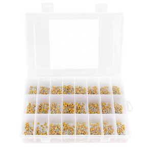 1200pcs Ceramic Capacitor Assortment Kit, Multilayer Monolithic Ceramic Capacitor Kit 24 Values 50V 10pF-10uF