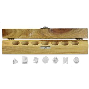 The Masonic Exchange Platonic Solids Quartz Crystal 7 Piece Sacred Geometry Set with Gift Wood Box