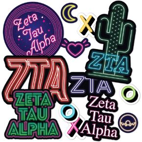Desert Cactus Zeta Tau Alpha Stickers Decal Laptop Water Bottle Car (Neon Sign Sheet)