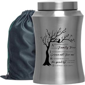 Cremation Urn for Ashes Large Urn for Human Ashes Memory Decorative Funeral Burial Urn Keepsake for Male Female Ashes with Velvet Bag up to 220 lbs Hummingbird Tree of Life Stainless Steel