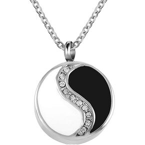 Memorial Necklace for Ashes Cremation Jewelry Locket Urn Necklaces Keepsake Round Pendant for Women Men Brother