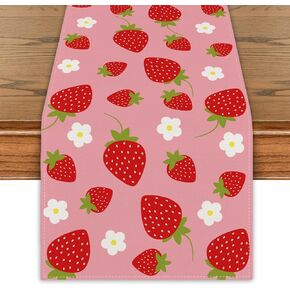 Summer Decorations Strawberry Table Runner Strawberry Shortcake Party Decorations Strawberry Decor Strawberry First Birthday Decorations Summer Table Cover Spring Summer Decorations for Home Party