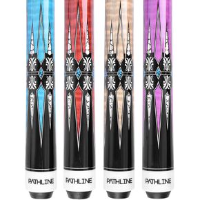 Pathline Pool Cue Stick - Large Pattern Design 58" Maple 13mm Tip Billiard Pool Stick