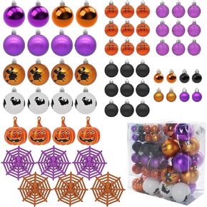 61PCS Halloween Tree Ornaments Ball Hanging Decorations Pumpkin Bat Witches Spider Halloween Decor Home Decor Indoor for Party Holiday