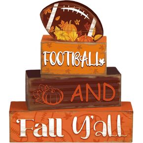 4 Pcs Fall Decor for Home Pumpkin Scarecrow Turkey Wooden Signs with Sayings Thanksgiving Fall Tiered Tray Decor Hello Fall Table Decorations for Autumn Thanksgiving Farmhouse Decor(Pumpkin)
