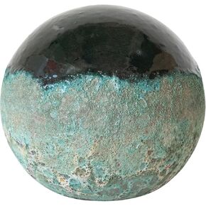Creative Co-Op Round Textured Terra-Cotta Ball, Grey and Teal