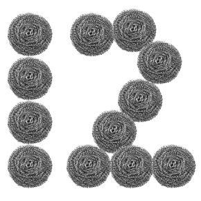 12 PCS Steel Wool Scrubber Pads for Cleaning Pots, Pans, Ovens, Grills, Sinks, and Bathrooms – Ideal for Kitchen and Home Use