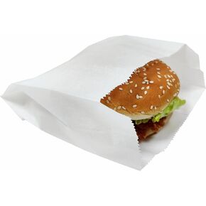 8"x8" 100% Greaseproof White Kraft paper Bags, 100pcs Bags - Perfect Size for burger, sandwich, bakery products, candies snacks and many more. Sturdy Paper Bags. (8"x8", White)