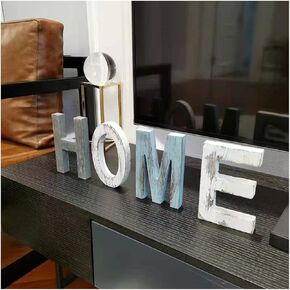 Wood Home Sign,Home Decor Letters,Freestanding Wooden Letters, Rustic Home Signs Home Letters Wood Sign Decor 15.7 x 5.9 Inch, Multicolor (HOME)