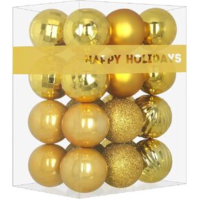 Gold 3.2" Large Christmas Balls - Christmas Tree Decoration Ornaments Shatterproof Hanging Balls for Birthday Halloween Holiday Wedding Decorations Set of 24pcs