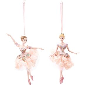 Blush Pink Ballerina Ornaments, 2 Assorted