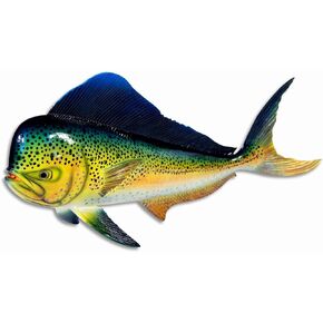 Hand Painted Green Dolphin Mahi Mahi Standing Statue Figurine Sculpture 8"