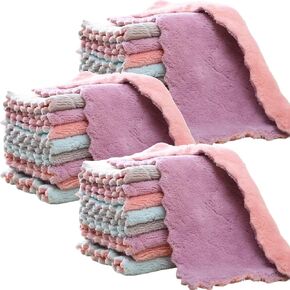 24 Pack Kitchen Cloth, Microfiber Dish Towels Washcloths, Super Absorbent Coral Velvet Dishtowels, Premium Cleaning Cloths,Non-Stick Oil Quick Dry Dish Towels, Soft Tea Towels, Table Cleaning Cloths.