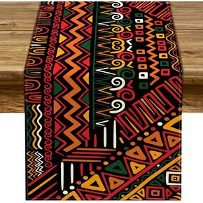 Sunwer Juneteenth Table Runner African American Heritage Festival Holiday Party Decoration Home Kitchen Island Dining Room Decor 72Inches Long