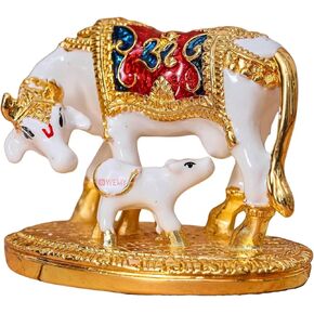 Premium Ployresin Kamdhenu Cow and Calf Statue - Kamdhenu Cow with Calf Vastu, Vaastu Positive Energy Items for Home - Offers Wealth, Prosperity, Health, Peace (3 Inch)