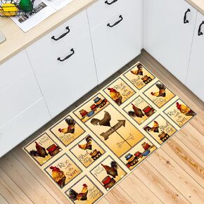 Coffee Theme Kitchen Rug, Farmhouse Style Decor Kitchen Floor Mat for Home & Office Ergonomically Engineered Waterproof Non-Skid, Brown Kitchen Rugs Anti Fatigue 24"x36"