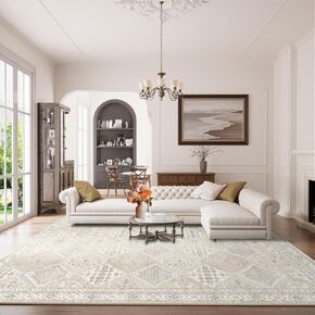 Area Rug 5x7 Bohemian Area Rugs Stain Resistant Washable Boho Rug Vintage Distressed Carpet Rugs Non Slip Low Pile Water Repellent for Living Room Bedroom Pink in Saudi Arabia