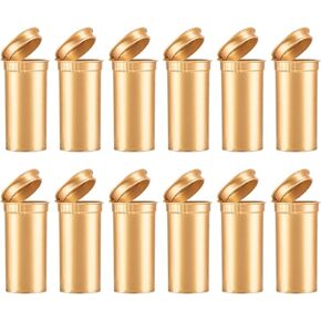 Multi-Use Airtight Empty Pill Bottles, 13 Dram Child Resistant Plastic Pop Top Bottle Organizer for Supplements, Vitamins & Medicines, 12 Pack (Gold Opaque)