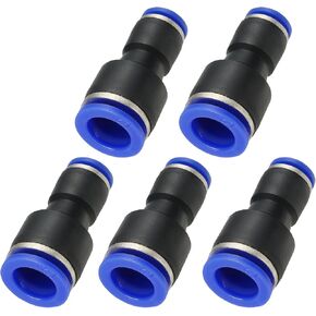 PATIKIL 1/4 x 1/8 Inches Push to Connect Fittings, 5Pcs Plastic Air Line Hose Fitting Quick Release Pneumatic Connectors Straight Union Two Way Coupler for Tube, Blue