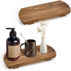 2pcs Wood Pedestal Stand for Decor, Farmhouse Bathroom Dishes, Displays Decorations for Rustic Home and Kitchen Decor