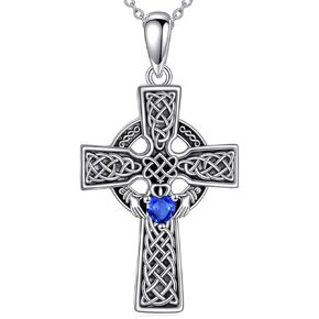 Celtic Cross Necklace Sterling Silver Vintage Cross Pendant Christain Irish Jewelry Gift for Women Men