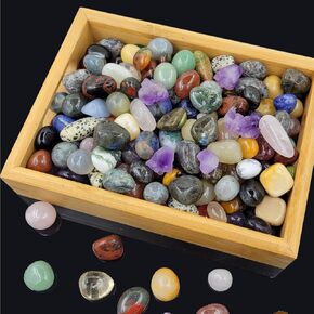 180Pcs+ (3lb) Bulk Gemstones and Crystals Set,30Kinds+ Large Tumbled Polished Crystals for Jewelry Making,Chakra Stones Rocks and Minerals Science Kit 0.5''-0.8''