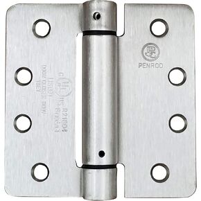 Hinge Outlet Self Closing Spring Hinges - 4 Inch with 1/4 Inch Radius, Adjustable Tension, Timely Template Arch Hole Pattern (Satin Nickel, 2 Pack)