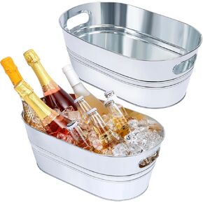 دلاء الثلج للحفلات 2 قطعة 3 جالون المشروبات المجلفنة حوض معدني الشمبانيا شرب النبيذ دلو ثلج كبير لمستلزمات بار الكوكتيل الميموزا in Kuwait