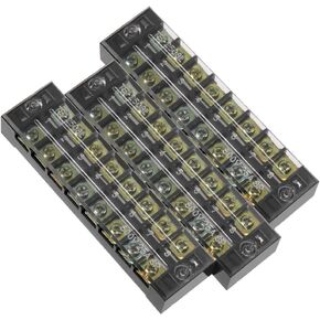 uxcell 3 Pcs 8 Positions Dual Rows 600V 25A Wire Barrier Block Terminal Strip TB-2508L