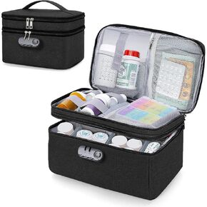 Medicine Organizer Bag for Traveling with Combination Lock(Bag Only), Lockable Pill Bottle Organizer Medication Travel Bag for Prescription, Medical Supplies