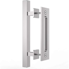 ROOMTEC 10" Barn Door Handles, Sliding barn Door Pull Handle, No Gap Flat Plate Design- Heavy Duty- Square- Easy to Install