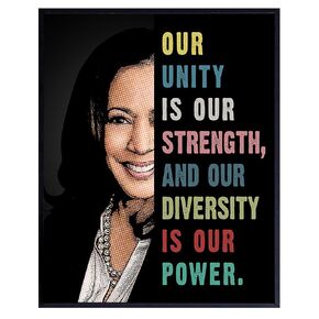 Kamala Harris Madam Vice President Inspirational Quotes Wall Art for African American Women, Girls - Political Gifts - Patriotic Decor - Feminism Feminist Gifts - 8x10 African American Wall Art