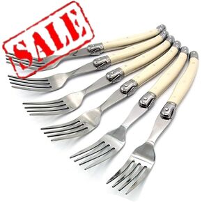 LAGUIOLE Forks of 6, Stainless Steel Dinnerware/Tableware/Flatware/Cutlery Set with White/Ivory Handle, Made in China, Reputable Global Manufacturer with Certificate (GMC), Value for Money