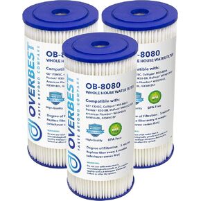 Overbest FXHSC 10" x 4.5" Whole House Water Filter, Replacement for GE FXHSC, Culligan R50-BBSA, Pentek R50-BB and DuPont WFHDC3001, American Plumber W50PEHD, GXWH40L (3 Pack)