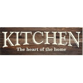 Kitchen The Heart of The Home Rustic Wood Wall Sign 6x18 (Gray)