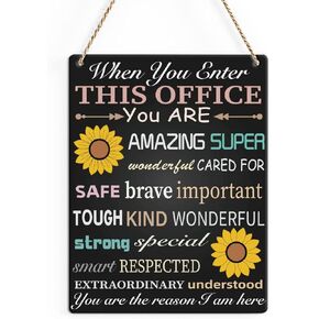 SENJIAN Rustic Sunflower Office Wood Decor Sign, Inspirational Quote We are Amazing Printed Wood Sign Wall Art, Hanging Door Sign, Decorative Wood Sign Home Office Decor 8" x 10"