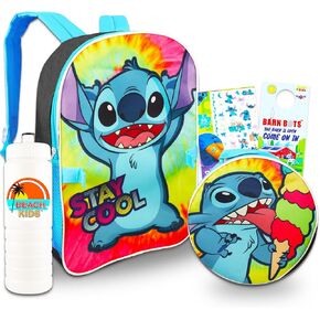Stitch Backpack with Lunch Box - Bundle with 16" Stitch Backpack, Stitch Lunch Box, Water Bottle, Tattoos, More | Lilo and Stitch Backpack for Girls Set