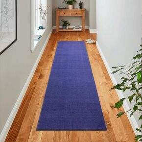 RugStylesOnline Runner Rugs for Hallways 2x7 ft Washable Slip Resistant Backing Solid Color Runner Rugs for Entrance, Kitchen, Bedroom (Solid Blue - 2’2"x7’)