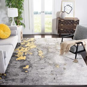 SAFAVIEH Adirondack Collection 10' Square Grey / Yellow ADR134H Modern Abstract Non-Shedding Living Room Bedroom Dining Home Office Area Rug