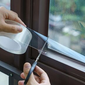 Transparent Window Weather Sealing Tape，Weather Stripping Residue-Free Clear Window Insulation Caulk Tape for Doors Windows and Shower Glass Gaps Bathroom，Weather Stripping Door Seal(2IN x 33FT)