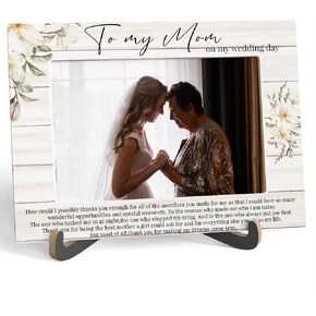 Mother Of The Bride Picture Frame, To My Mom On My Wedding Day - Wooden Tabletop Photo Frame With Stand, Mother Of Bride Gifts From Daughter, Thank You Gift For Mom, A14