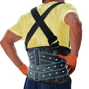 DARLIS Plus Size Back Support Belt with Removable Suspender Straps, Posture Corrector Protector for Heavy Lifting Safety, Work Back Brace for Men Women in Construction, Warehouse Jobs (Fits 3xl, 4xl)