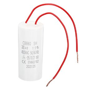 YOKIVE 30uF CBB60 Running Capacitor, Run Capacitor with 2 Wires, AC 450V Start Up Motors, Great for Air Compressors, Pumps (White, 1.52 x 3.51inch)