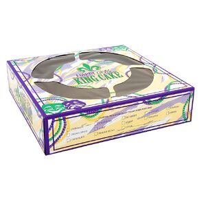 SCT Mardi Gras King Cake Window Boxes, 14 x 10 x 3, Green/Purple/White, Paper, 100/Carton