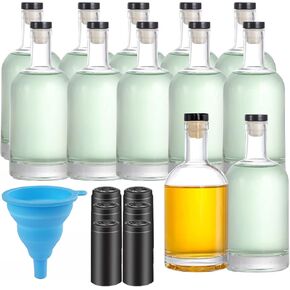 Danmu 12 Pack Glass Bottles, 12.6oz Hot Sauce Bottles,Glass Bottles with Lids,Wine Bottles,Sauce Bottles,Shrink Capsules Included,375ml Glass Bottles for Decorations, Party Favors