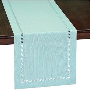 Grelucgo Handcrafted Solid Color Dining Table Runner, Double-Hemstitched (Sage Green, 14 x 120)